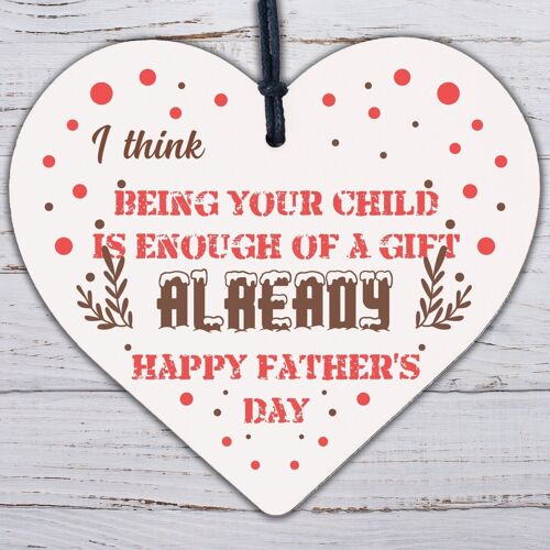 Fathers Day Funny Gifts Wooden Heart Sign Present From Daughter Son Fathers Day