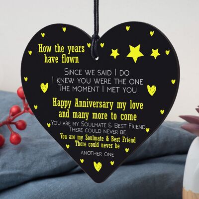 Handmade Anniversary Gift For Husband Wife Wood Heart Anniversary Card Keepsake