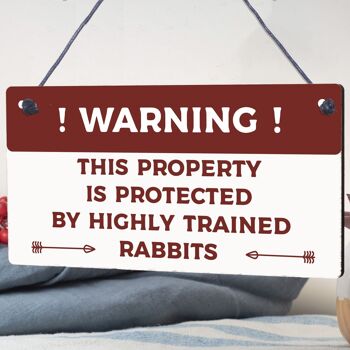 Méfiez-vous du signe de lapin, plaque de porte suspendue, cadeaux amusants pour animaux de compagnie