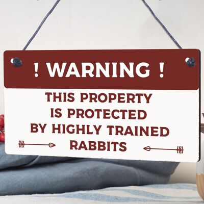 Vorsicht vor dem Kaninchen-Schild, Hasen-Türschild, Hängetafel, lustiges Haustier-Geschenk