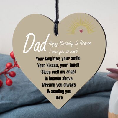 DAD Daddy Birthday Memorial Plaque Wood Heart Grave Tribute Rememberance Gift