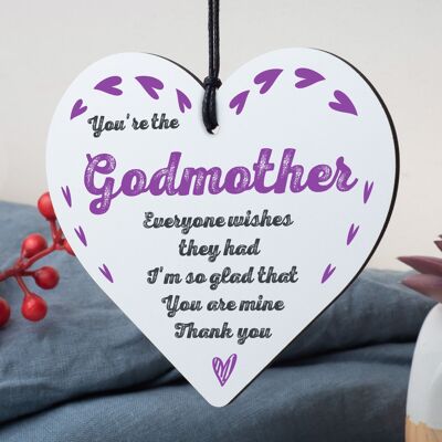 Regalos de agradecimiento para madrina, corazón de madera, regalo de bautizo para amiga madrina