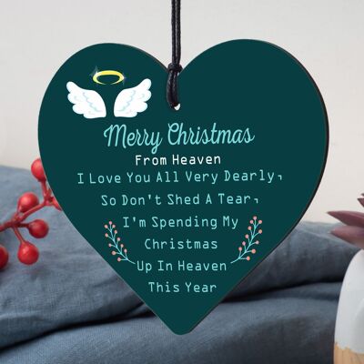 Navidad desde el cielo Decoración del árbol de Navidad Cita conmemorativa Placa de corazón Poema de amor