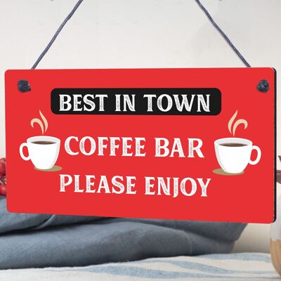 Coffee Bar Hanging Wall Plaque Home Decor Kitchen Cafe Sign Gifts For Women