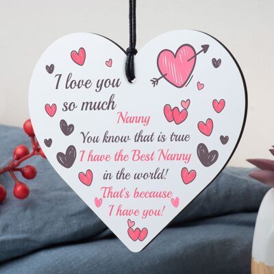Special Gift For Nanny Wood Heart Nan Birthday Gift Grandparent Plaque Love Sign