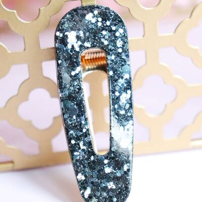 Black glitter triangle barrette