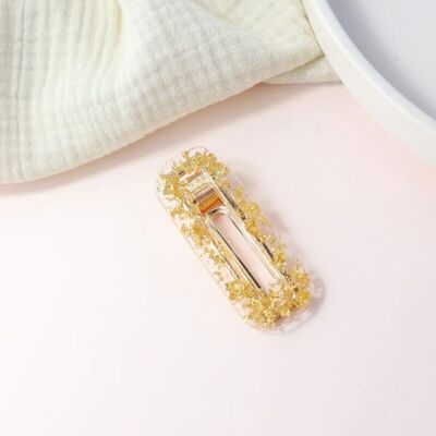 Rectangular gold leaf hair clip