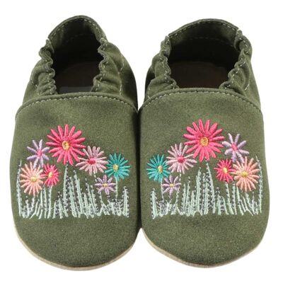 Crawling shoes RecyStep flowers green