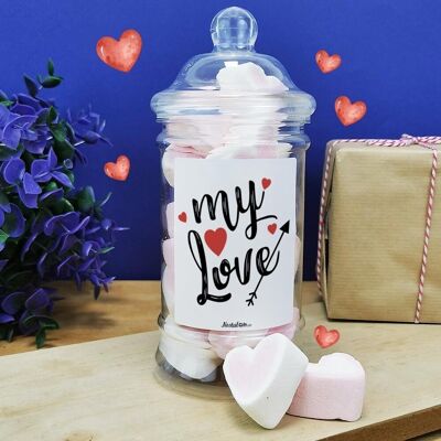 Scatola di caramelle con cuori di marshmallow "My Love" - ​​regalo di San Valentino
