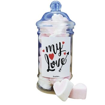 Bonbonnière coeurs guimauve  "My Love" - Cadeau Saint Valentin 3