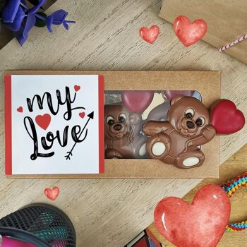 Oursons au chocolat au lait x3 "My Love"  - Cadeau Saint Valentin 1
