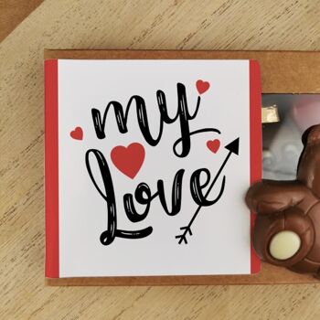 Oursons au chocolat au lait x3 "My Love"  - Cadeau Saint Valentin 3