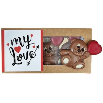 Oursons au chocolat au lait x3 "My Love"  - Cadeau Saint Valentin 5