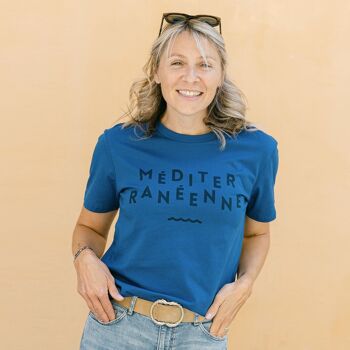 Tshirt en coton bio femme imprimé - Méditerranéenne Bleu 1