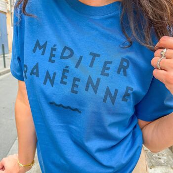 Tshirt en coton bio femme imprimé - Méditerranéenne Bleu 2