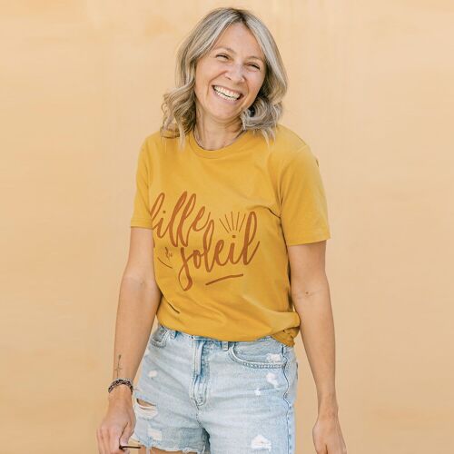 Tshirt en coton bio femme imprimé - Fille du soleil Jaune