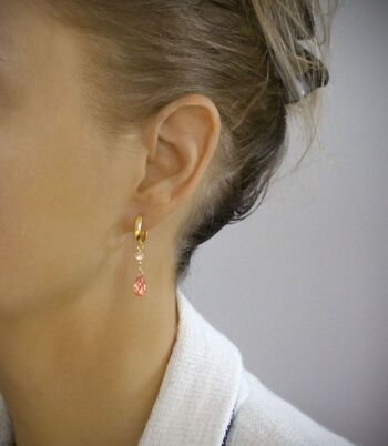 Boucles d'oreilles créoles dorées avec gouttes Rose Peach 1
