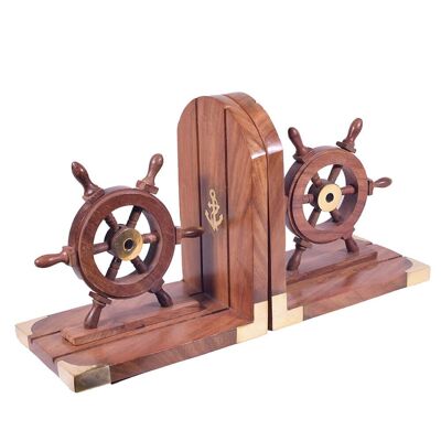 Nautical Decor Ship Wheel Bookend Pair