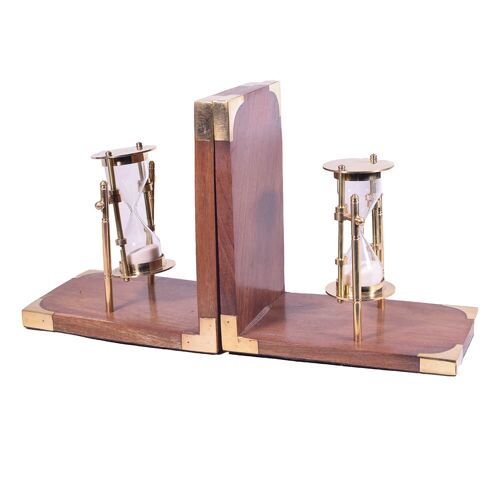 Brass Sand Timer Bookend Pair