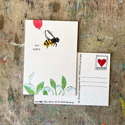 Bee postcard "Bee happy"
