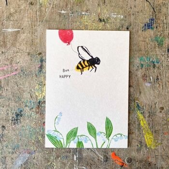 Carte postale abeille « Abeille heureuse » 2