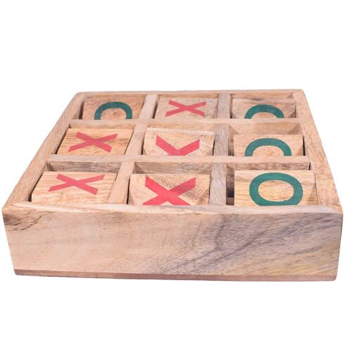 Mango Wood Tic Tack Toe Puzzle Brain Game