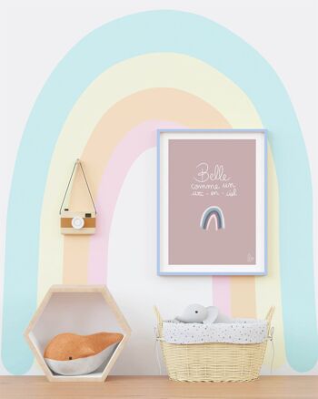 Belle comme un arc-en-ciel - affiche chambre fille - illustration enfant - fait main en france 3