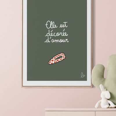 Es ist mit Liebe dekoriert – Kinderzimmerposter – Illustration für Kinder – handgefertigt in Frankreich