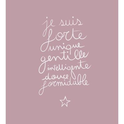 Io sono forte, unico, gentile - poster per la camera da letto della ragazza - illustrazione per bambini - fatto a mano in Francia