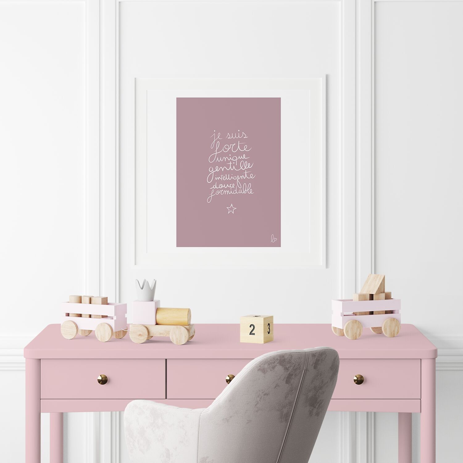 Ich bin stark, einzigartig, freundlich – Illustration – Poster – Kinder – Zuhause – Lebensstil – hergestellt in Frankreich