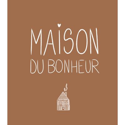 Casa de la felicidad - cartel de la casa - ilustración hecha a mano en Francia