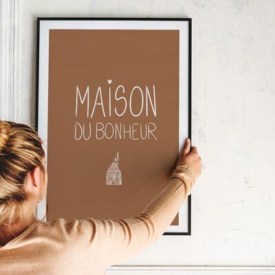 House of happiness - house poster - handmade illustration in France