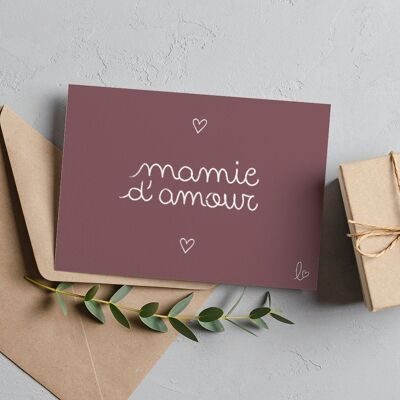 Mamie d'amour - carte annonce grossesse - fête des grands-mères - anniversaire - fait main en france