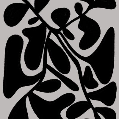 Planta gris y negra - cartel casero - ilustración abstracta - hecho a mano en Francia
