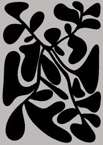 Plante gris & noir - affiche maison - illustration abstraite - fait main en france 1