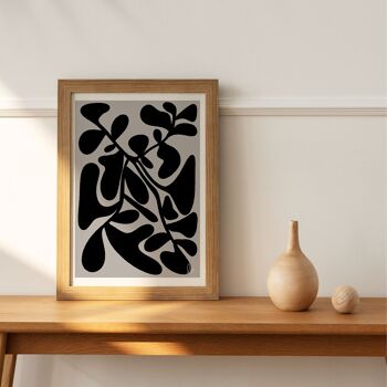 Plante gris & noir - affiche maison - illustration abstraite - fait main en france 4