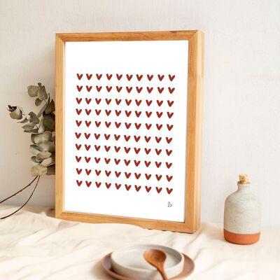 ¡Corazón, corazón, corazón! - cartel casero - ilustración de amor - hecho a mano en Francia