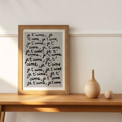 Pioggia di ti amo - poster fatto in casa - illustrazione d'amore - fatto a mano in Francia