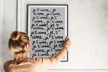 Pluie de Je t'aime - affiche maison - illustration amour - fait main en france 3