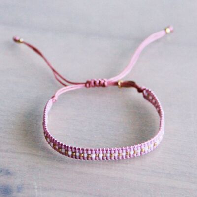 Weave bracelet lilac/white/gold plated