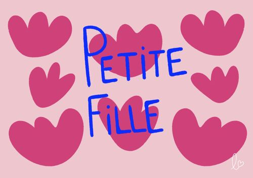 Petite fille - carte d'anniversaire - carte annonce sexe - fait main en france