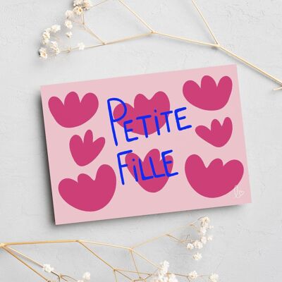 Kleines Mädchen - Geburtstagskarte - Geschlechtsankündigungskarte - handgefertigt in Frankreich