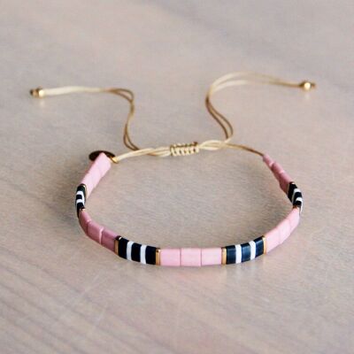 Pulsera Tilabead lila/gris/blanco/chapado en oro