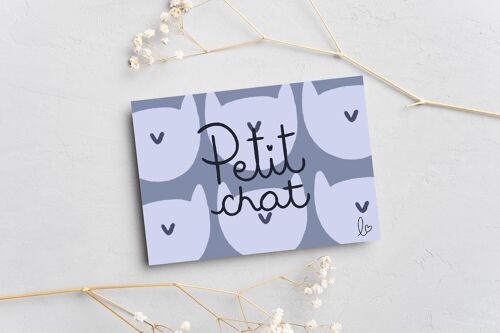 Petit chat - carte anniversaire - carte naissance - fait main en france