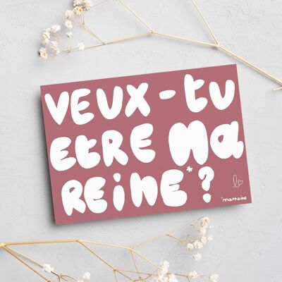 Do you want to be my queen? - pregnancy announcement card - godmother card - handmade in France