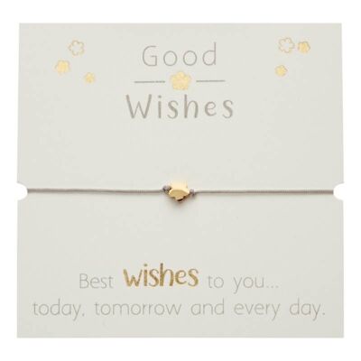 Bracelet-"Good Wishes"-Gold Pl.-Heart