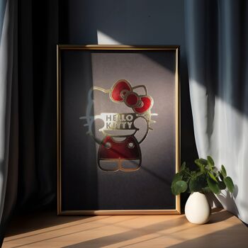 Affiche Hello Kitty - Sign or et rouge 1