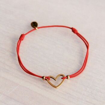 Bracelet élastique coeur ouvert - rouge/doré 1