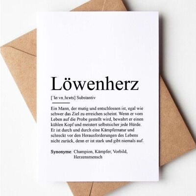 Greeting card LIONHEART definition