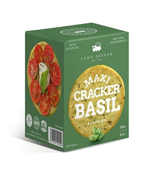 Maxi Cracker con albahaca y aceite de oliva  (snack cracker biscuit salé )